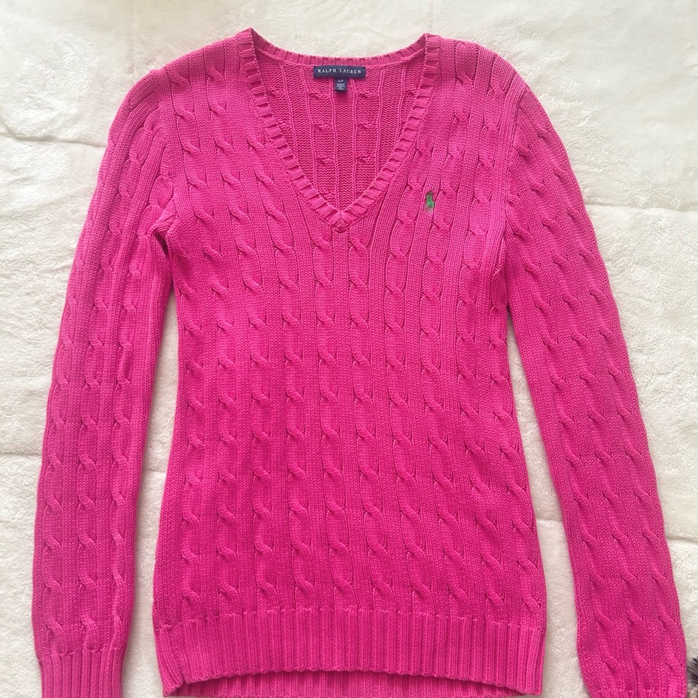 Pink Polo Ralph Lauren V-Neck Sweater